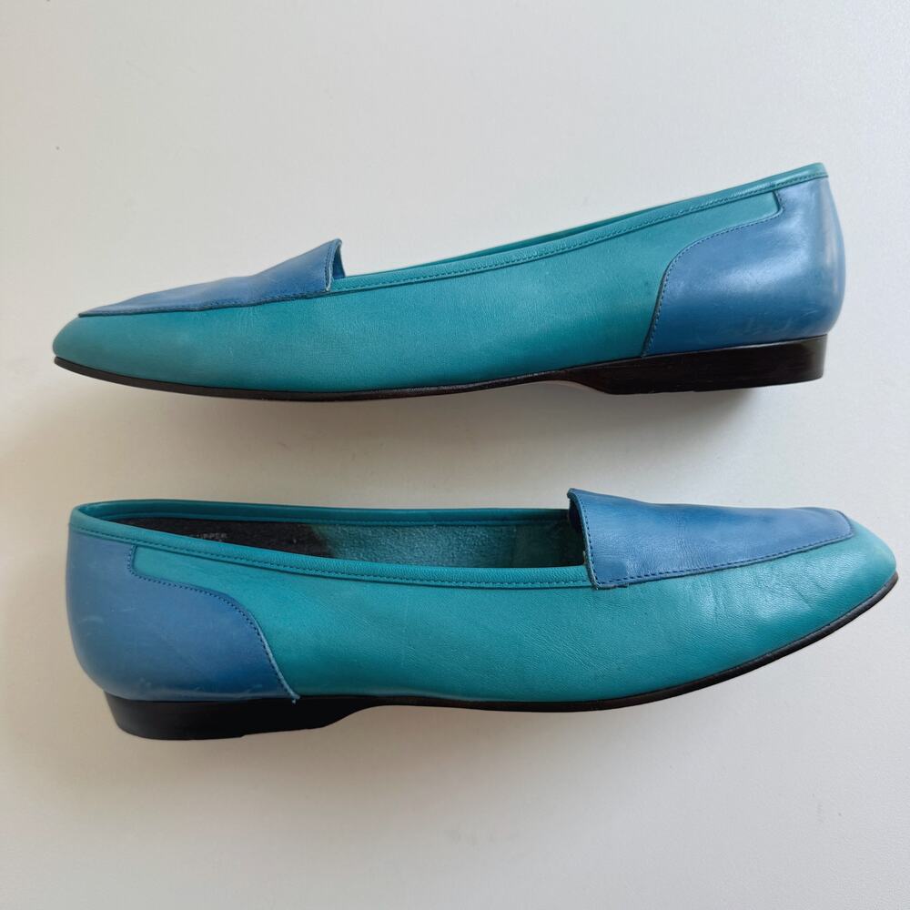 Enzo Angiolini Blue Colorblock Leather Liberty Loafers Size 9 - Picture 5 of 9